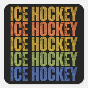 Pegatina Cuadrada Tipografía de Hockey sobre Hielo