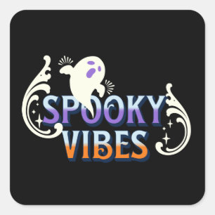 Pegatina Cuadrada Tipografía de letras con vibraciones espeluznantes