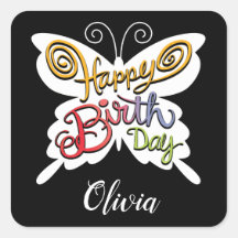 Tipografía de mariposa feliz cumpleaños
