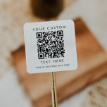 Pegatina Cuadrada Tipografía de moda Código QR para Personalizados d<br><div class="desc">Esta tipografía de moda personalizado de pequeñas empresas pegatina cuadrado de código QR es perfecta para un propietario de una pequeña empresa. El diseño es sencillo y presenta una tipografía minimalista clásica en blanco y negro con un toque rústico de boho. Personalizable de cualquier color.</div>