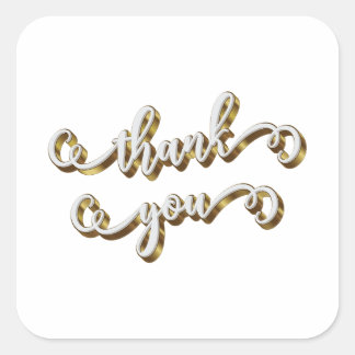 Pegatina Cuadrada Tipografía de oro moderna gracias 
