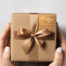 Pegatina Cuadrada Tipografía de oro rústica simple boda de otoño