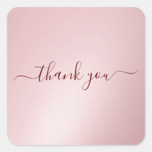 Pegatina Cuadrada Tipografía de texto personalizado Elegante Rosa de