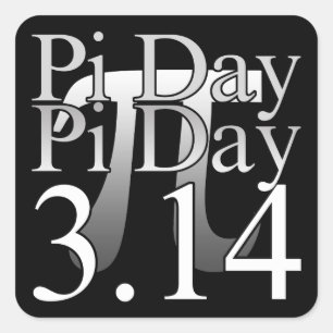 Pegatina Cuadrada Tipografía del Día del Pi Negro