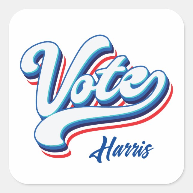 Pegatina Cuadrada Tipografía electoral de votación (Anverso)