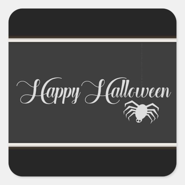 Pegatina Cuadrada Tipografía feliz de Halloween (Anverso)