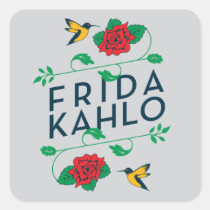 Pegatina Cuadrada Tipografía floral de Frida Kahlo el  