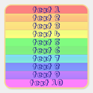 Pegatina Cuadrada Tipografía horizontal de franjas coloreadas person