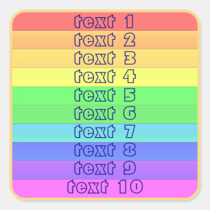 Pegatina Cuadrada Tipografía horizontal personalizada de rayas de ar