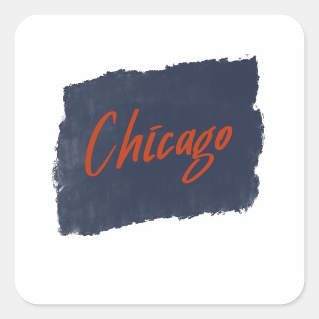 Pegatina Cuadrada Tipografía manuscrita de Chicago (Anverso)