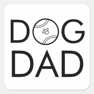 Pegatina Cuadrada Tipografía Minimalista del baile de tenis Dog Dad