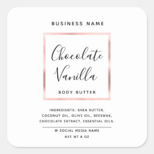 Pegatina Cuadrada Tipografía moderna minimalista marco dorado rosa b