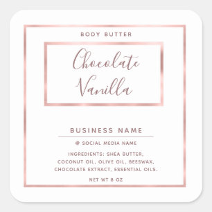 Pegatina Cuadrada Tipografía moderna minimalista marco dorado rosa b