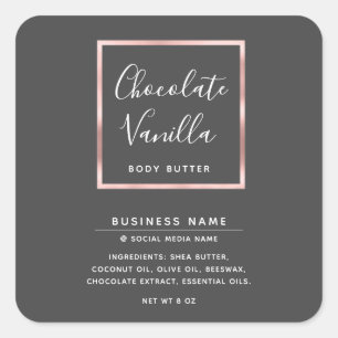 Pegatina Cuadrada Tipografía moderna minimalista rosa marco dorado