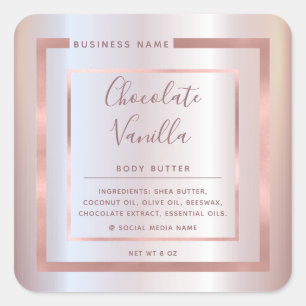 Pegatina Cuadrada Tipografía moderna minimalista rosa Relieve metali