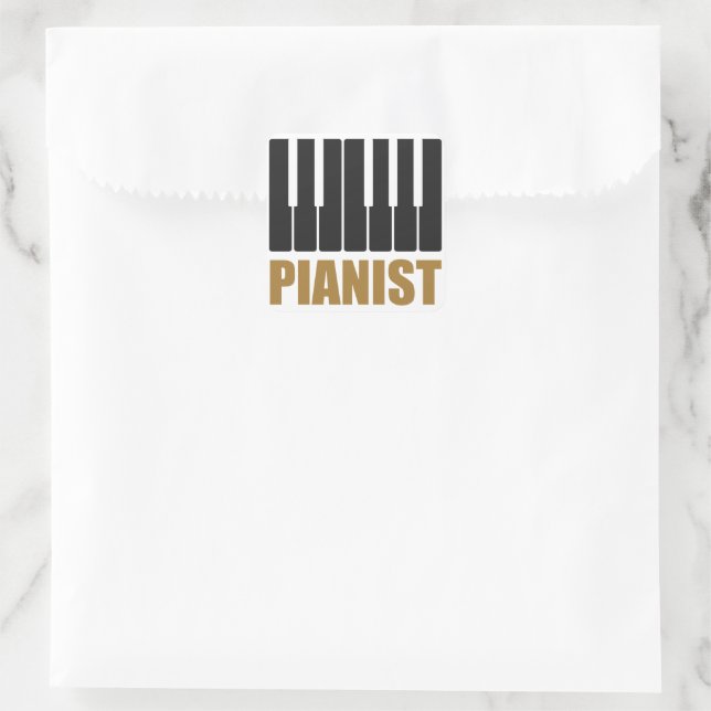 Pegatina Cuadrada Tipografía moderna pianista (Bolso)