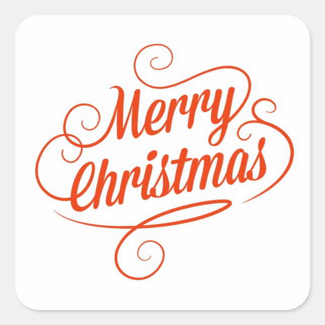 Pegatina Cuadrada Tipografía navideña Red Cheful (Anverso)