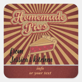 Pegatina Cuadrada Típografía retro vintage pasteles caseros