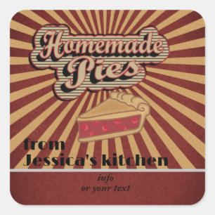 Pegatina Cuadrada Típografía retro vintage pasteles caseros