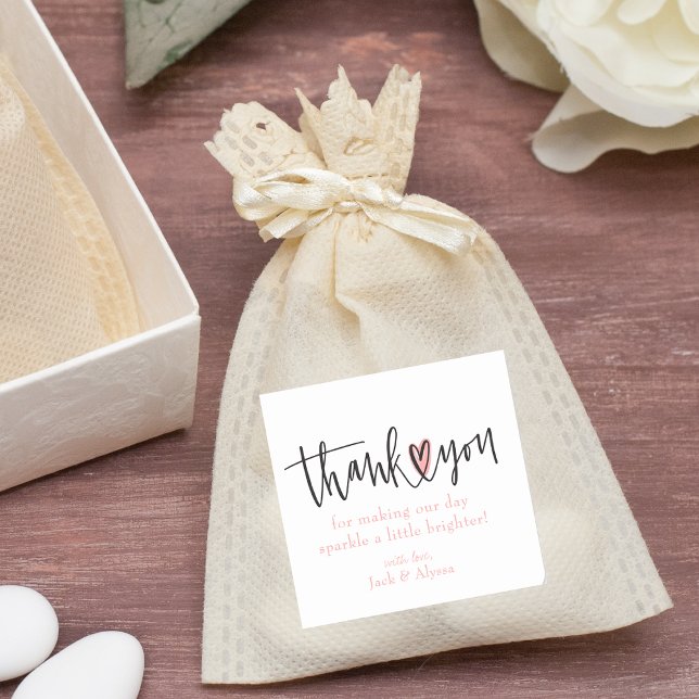 Pegatina Cuadrada Tipografía Simple Moderna Clásica de Agradecimient (Subido por el creador)