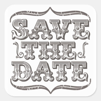 Pegatina Cuadrada Tipografía Vintage para Save the Date Stickers Bla