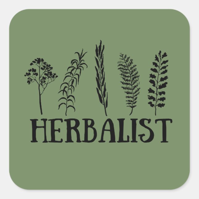 Pegatina Cuadrada Tipos de herbarios (Anverso)