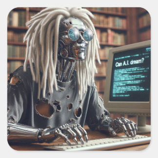 Pegatina Cuadrada Tipos de robots en el teclado