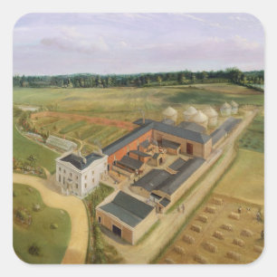 Pegatina Cuadrada Tiptree Pasillo y granja, Essex, c.1850-60 (aceite