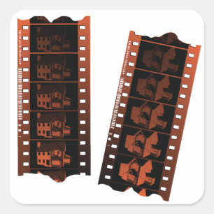 Pegatina Cuadrada Tira de película de 35mm antigua