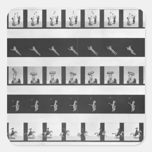 Pegatina Cuadrada Tiras de imagen para un praxinoscopio (Anverso)