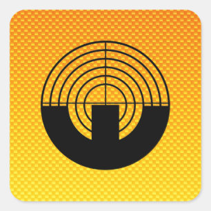Pegatina Cuadrada Tiroteo amarillo-naranja del deporte