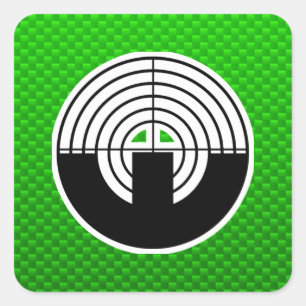 Pegatina Cuadrada Tiroteo verde del deporte