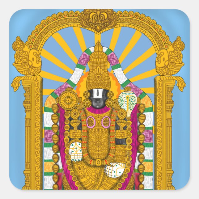 Pegatina Cuadrada Tirupati Balaji Stickers for Daily Use (Anverso)