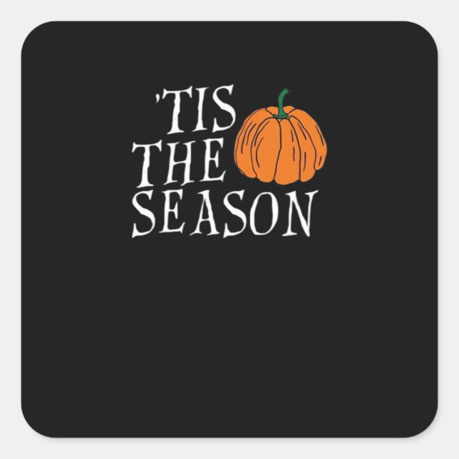 Pegatina Cuadrada Tis The Season Cute Halloween Pumpkin (Anverso)