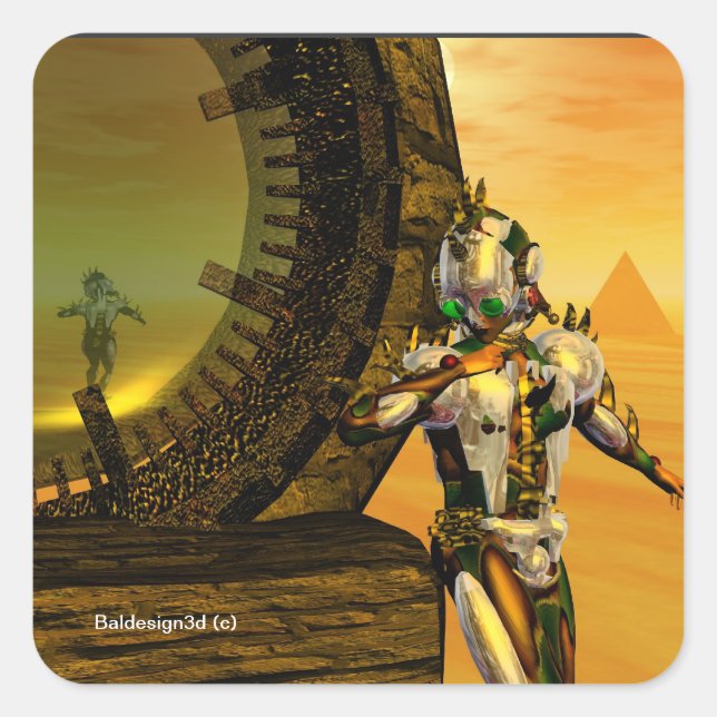 PEGATINA CUADRADA TITAN EN EL DESIERTO DE LA HIPERIÓN (Anverso)