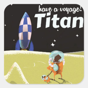 Pegatina Cuadrada Titan vintage travel poster