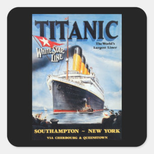 Pegatina Cuadrada Titanic White Star Line - El transatlántico más gr
