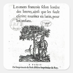 Pegatina Cuadrada Titlepage del primer diccionario Francés-Latino