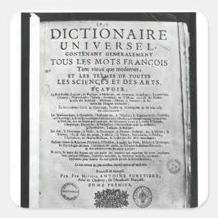 Pegatina Cuadrada Titlepage   "Dictionnaire Universel" cerca