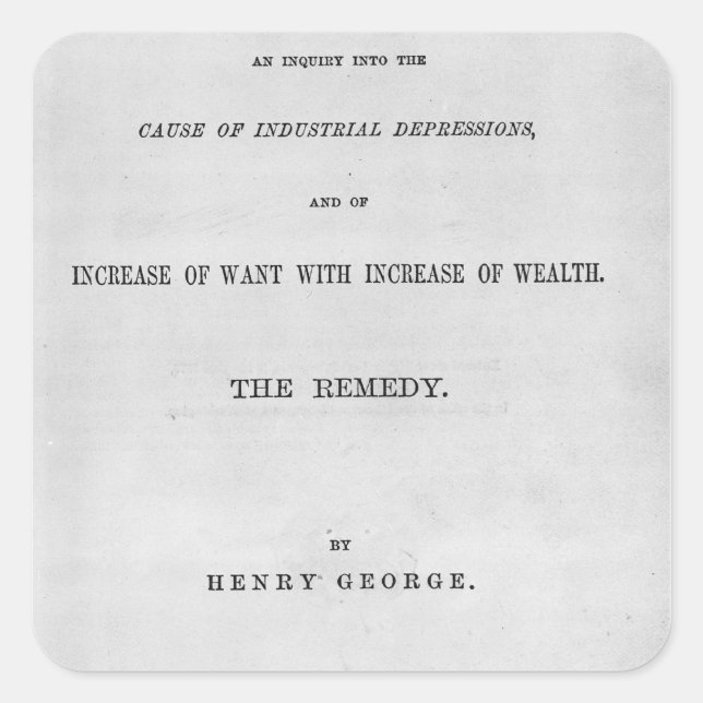 Pegatina Cuadrada Titular de 'Progreso y pobreza' (Anverso)