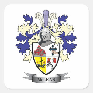 Pegatina Cuadrada TÍTULO de escudo de armas de McLean Family Crest