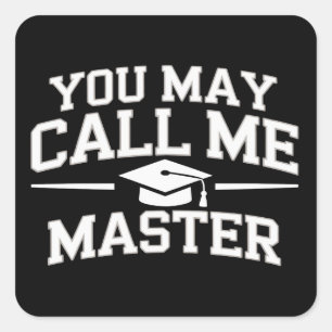 Pegatina Cuadrada Título de Máster MBA Educación Graduación Divertid