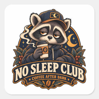 Pegatina Cuadrada Título: No Sleep Club Café Después del Anochecer M