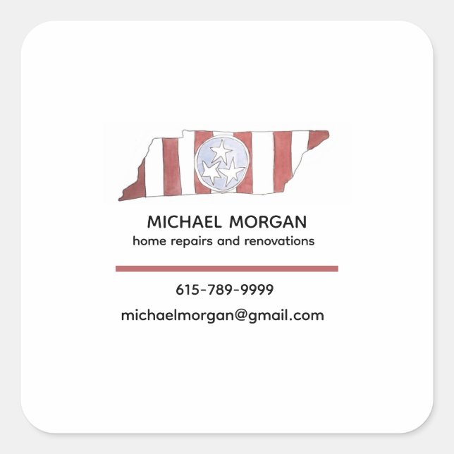 Pegatina Cuadrada TN state flag business cards (Anverso)