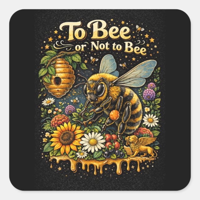 Pegatina Cuadrada To Bee or Not to Bee (Anverso)