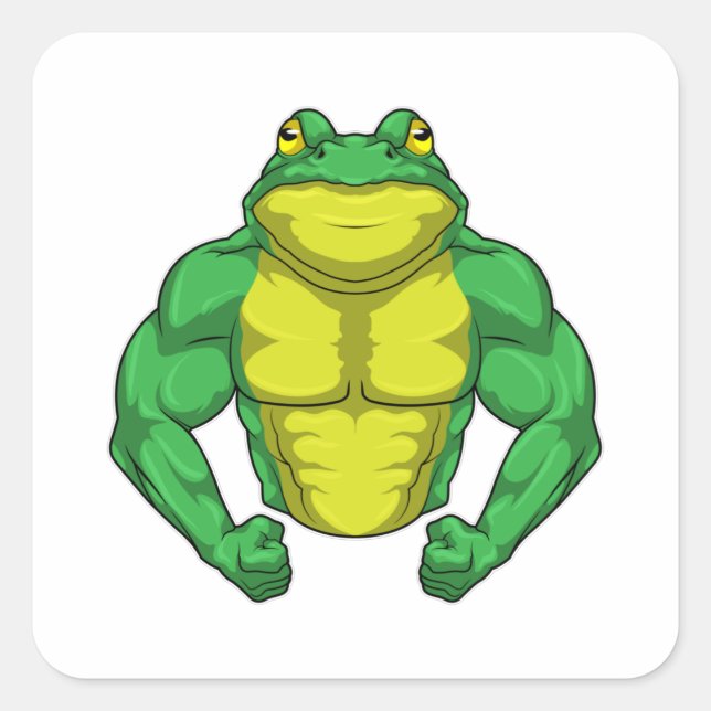 Pegatina Cuadrada Toad as Bodybuilder con músculos grandes (Anverso)