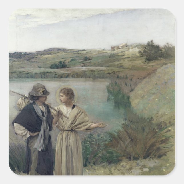 Pegatina Cuadrada Tobias y el Rafael Arcángel (Anverso)