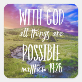 Pegatina Cuadrada Todas Las Cosas Son Posibles Escrituras Biblias Ve