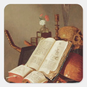 Pegatina Cuadrada Todavía de Vanitas vida