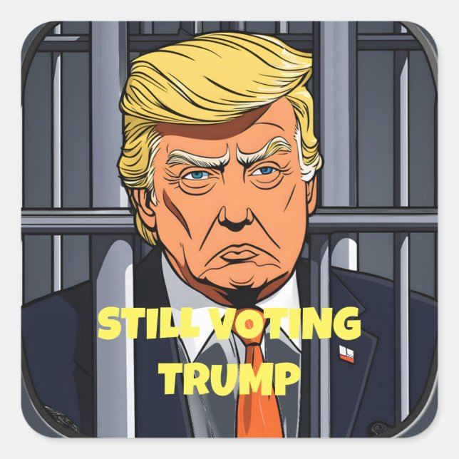 Pegatina Cuadrada Todavía estoy votando por Trump (Anverso)